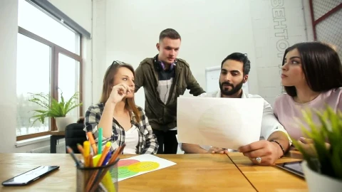 Stock Video Design Team Review Prototype In Modern Minimalist Office Live Wallpaper For PC - Free Live Wallpaper