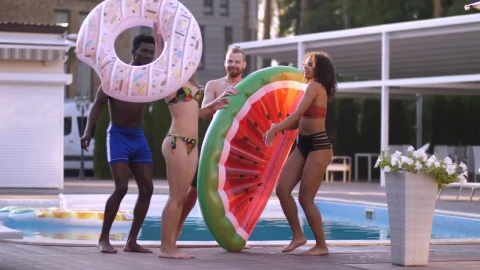 Stock Video Friends Dancing Happily Near A Swimming Pool Live Wallpaper For PC - Free Live Wallpaper