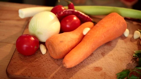 Stock Video Fresh Vegetables On A Chopping Board Live Wallpaper For PC - Free Live Wallpaper