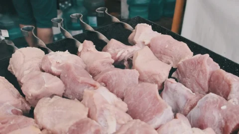 Stock Video Fresh Meat Skewers Close Up Live Wallpaper For PC - Free Live Wallpaper