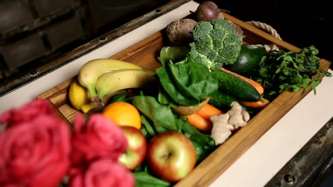 Stock Video Fresh Fruit And Vegetables In A Tray Live Wallpaper For PC - Free Live Wallpaper