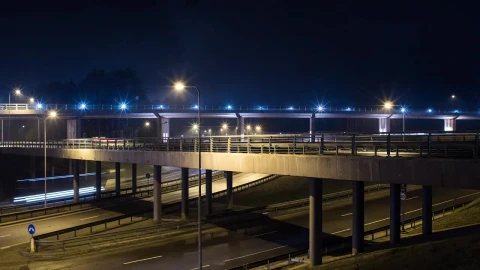 Stock Video Freeway And Overpass Fast Traffic At Night Live Wallpaper For PC - Free Live Wallpaper