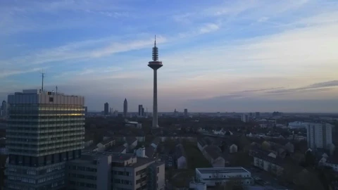 Stock Video Frankfurt City Skyline In The Morning Aerial View Live Wallpaper For PC - Free Live Wallpaper