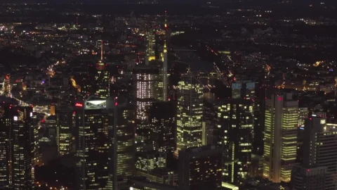 Stock Video Frankfurt At Night In The Distance Aerial Shot Live Wallpaper For PC - Free Live Wallpaper