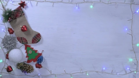 Stock Video Frame With Christmas Decorations And A Wrapped Gift Live Wallpaper For PC - Free Live Wallpaper