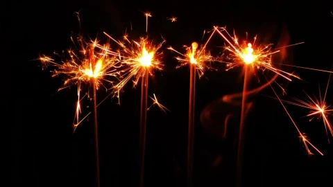 Stock Video Four Sparks Lights Burning In A Dark Place Live Wallpaper For PC - Free Live Wallpaper