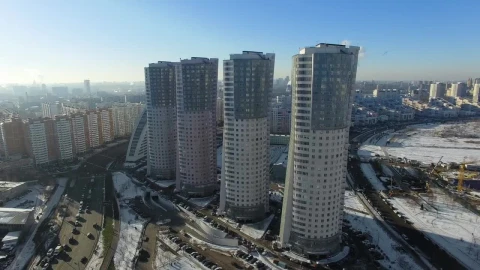 Stock Video Four Skyscrapers In A Line Live Wallpaper For PC - Free Live Wallpaper
