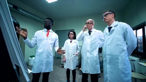 Stock Video Four Scientists Talking About Research Live Wallpaper For PC - Free Live Wallpaper