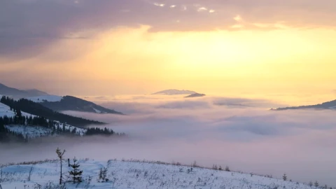 Stock Video Foggy Morning In A Snowy Mountain Live Wallpaper For PC - Free Live Wallpaper