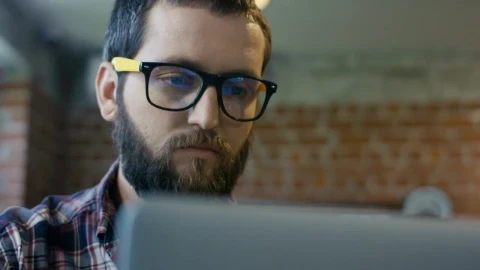 Stock Video Focused Man Watching At Computer Live Wallpaper For PC - Free Live Wallpaper