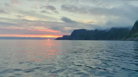 Stock Video Flyover Sea At Sunset Along Mountain Coast Live Wallpaper For PC - Free Live Wallpaper
