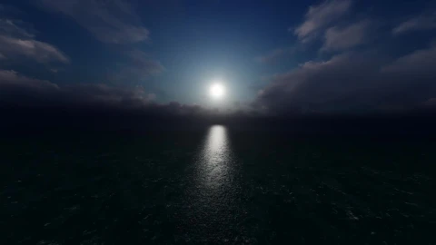 Stock Video Flying To The Horizon Over The Sea At Night Live Wallpaper For PC - Free Live Wallpaper