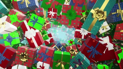 Stock Video Flying Through A Tunnel Of Floating Christmas Presents Live Wallpaper For PC - Free Live Wallpaper