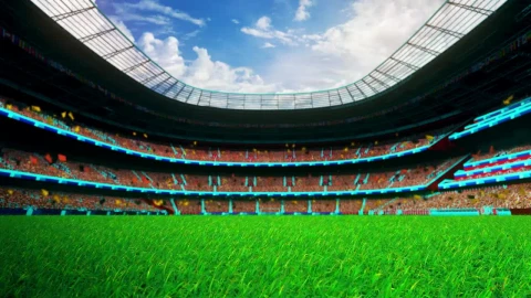 Stock Video Flying Over The Grass Of A Stadium Waiting For The Live Wallpaper For PC - Free Live Wallpaper