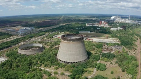 Stock Video Flying Over Abandoned Cooling Towers Live Wallpaper For PC - Free Live Wallpaper