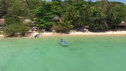 Stock Video Flying Over A Tourist Beach With Bungalows Live Wallpaper For PC - Free Live Wallpaper