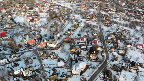 Stock Video Flying Over A Small Village In The Winter Live Wallpaper For PC - Free Live Wallpaper