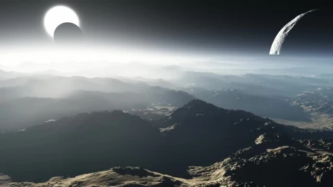Stock Video Flying Over A Rocky Planet Overlooking Space Live Wallpaper For PC - Free Live Wallpaper