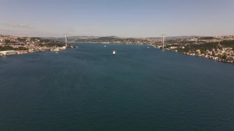 Stock Video Flying Over A River With A Cargo Ship Sailing Live Wallpaper For PC - Free Live Wallpaper