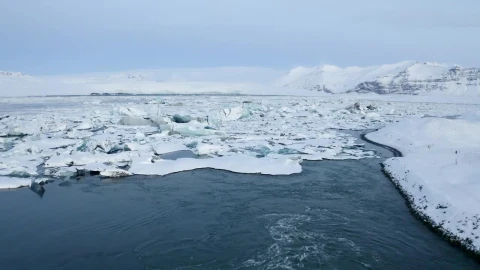 Stock Video Flying Over A River Full Of Big Ice At Iceland Live Wallpaper For PC - Free Live Wallpaper