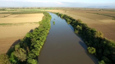 Stock Video Flying Over A River Between Agricultural Fields Live Wallpaper For PC - Free Live Wallpaper