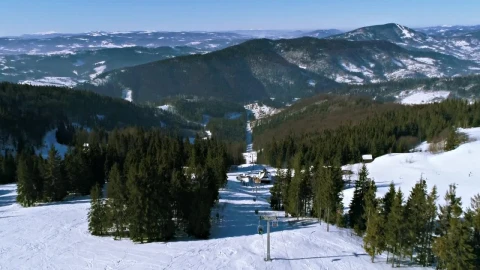 Stock Video Flying Over A Mountainous Forest In Winter Live Wallpaper For PC - Free Live Wallpaper
