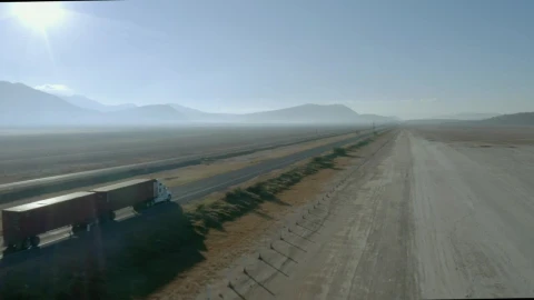 Stock Video Flying Over A Long Highway With Cars And Trucks Live Wallpaper For PC - Free Live Wallpaper