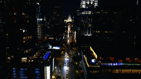 Stock Video Flying Over A Large Avenue In A City At Night Live Wallpaper For PC - Free Live Wallpaper