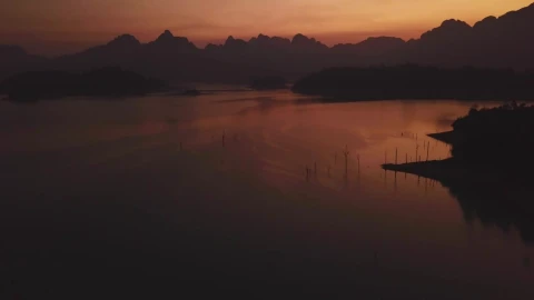 Stock Video Flying Over A Lake During Sunset Live Wallpaper For PC - Free Live Wallpaper