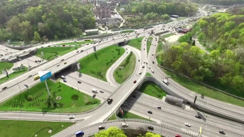 Stock Video Flying Over A Highway Junction Live Wallpaper For PC - Free Live Wallpaper