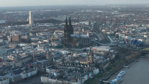Stock Video Flying Over A German City With A Large Cathedral Live Wallpaper For PC - Free Live Wallpaper
