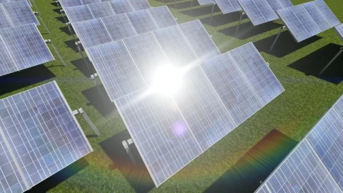Stock Video Flying Over A Field With Solar Panels Live Wallpaper For PC - Free Live Wallpaper
