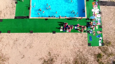 Stock Video Flying Over A Crowded Swimming Pool Live Wallpaper For PC - Free Live Wallpaper