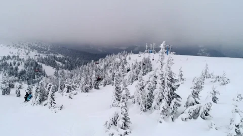 Stock Video Flying Next To The Ski Resort In The Mountains Live Wallpaper For PC - Free Live Wallpaper