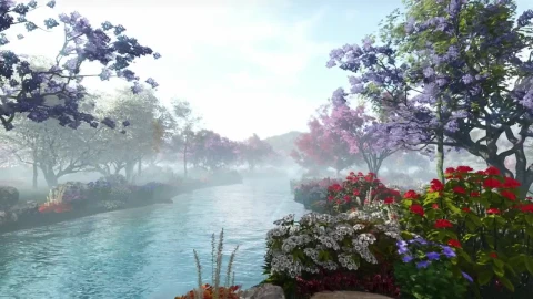 Stock Video Flying Down A River In The Garden Of Eden Live Wallpaper For PC - Free Live Wallpaper