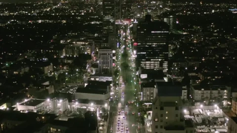 Stock Video Flying Down A Main Avenue In Los Angeles At Night Live Wallpaper For PC - Free Live Wallpaper