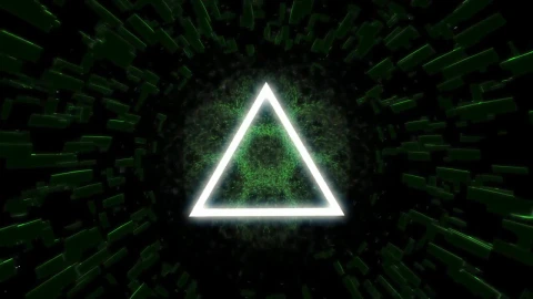 Stock Video Flying Between Triangles Of Light And Green Figures Live Wallpaper For PC - Free Live Wallpaper