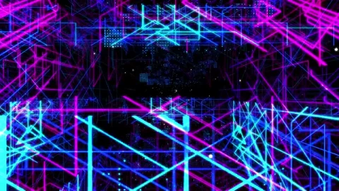 Stock Video Flying Between Abstract Neon Light Frames Live Wallpaper For PC - Free Live Wallpaper