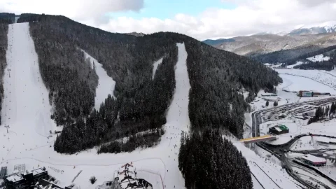 Stock Video Flying Above The Ski Practice Mountain Live Wallpaper For PC - Free Live Wallpaper