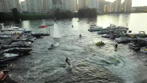Stock Video Flyboards And Jet Skis In The Harbor Live Wallpaper For PC - Free Live Wallpaper