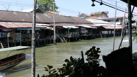 Stock Video Floating Market With A Speeding Boat Passing By Live Wallpaper For PC - Free Live Wallpaper