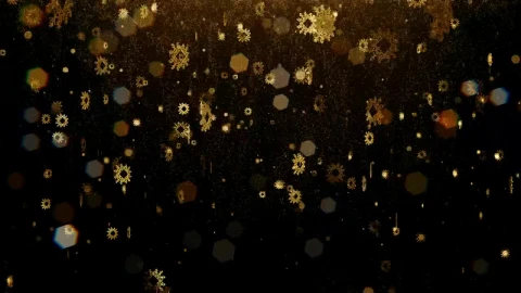 Stock Video Flickering Golden Snowflakes On Black Background Live Wallpaper For PC - Free Live Wallpaper