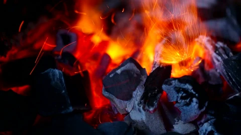 Stock Video Flames And Charcoal In A Bonfire Live Wallpaper For PC - Free Live Wallpaper