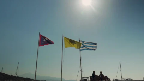 Stock Video Flags Flying In Front Of A Stone Wharf Live Wallpaper For PC - Free Live Wallpaper