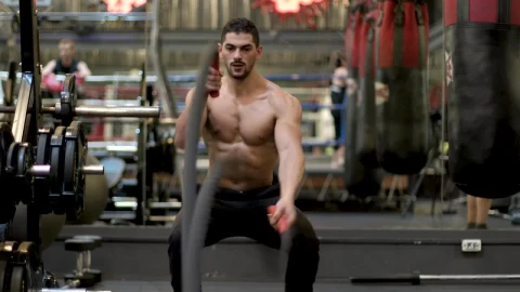 Stock Video Fitness Man Working Out With Ropes Live Wallpaper For PC - Free Live Wallpaper