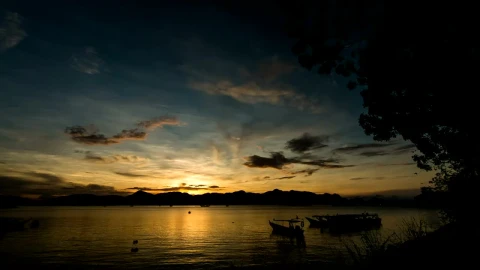 Stock Video Fishing Boats Silhouetted During Sunrise Live Wallpaper For PC - Free Live Wallpaper