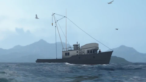 Stock Video Fishing Boat In The Sea D Animation Live Wallpaper For PC - Free Live Wallpaper