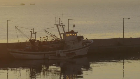 Stock Video Fishing Boat Anchored In A Harbor Town Live Wallpaper For PC - Free Live Wallpaper