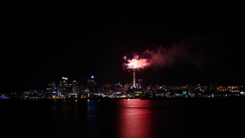 Stock Video Fireworks In The Top Of A Tower And The City Live Wallpaper For PC - Free Live Wallpaper
