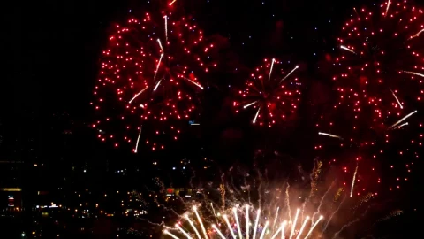 Stock Video Fireworks Illuminate The Sky With A Colorful Explosion Live Wallpaper For PC - Free Live Wallpaper